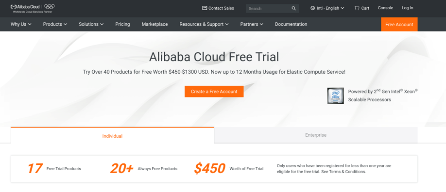 Method For Alibaba Cloud Trial