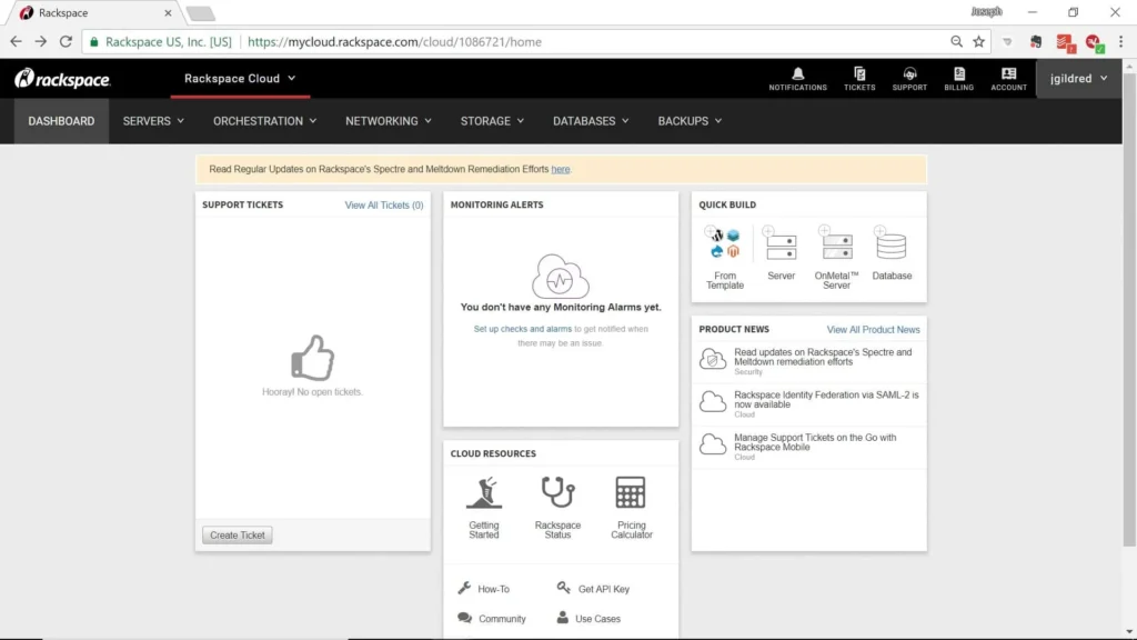 Rackspace Cloud Admin Account